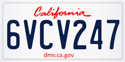 CA license plate 6VCV247