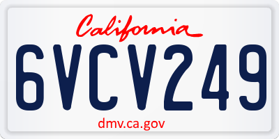 CA license plate 6VCV249