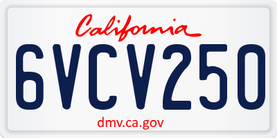 CA license plate 6VCV250