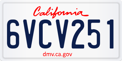 CA license plate 6VCV251