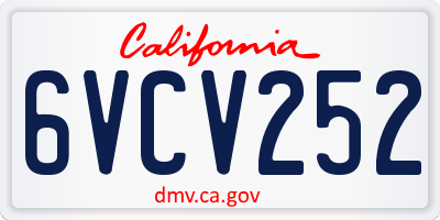 CA license plate 6VCV252