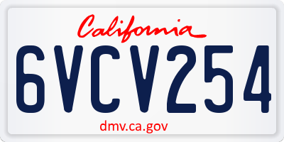 CA license plate 6VCV254