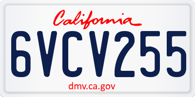 CA license plate 6VCV255