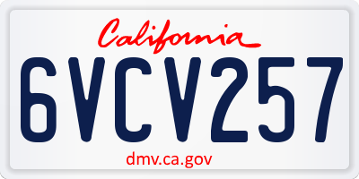 CA license plate 6VCV257
