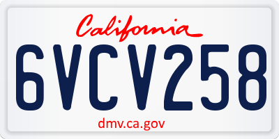 CA license plate 6VCV258