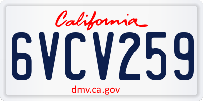 CA license plate 6VCV259