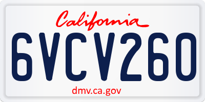 CA license plate 6VCV260