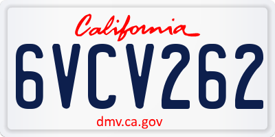 CA license plate 6VCV262