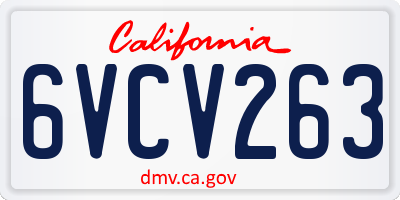 CA license plate 6VCV263