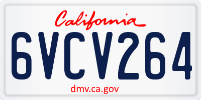 CA license plate 6VCV264