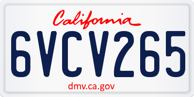 CA license plate 6VCV265