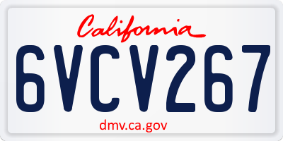 CA license plate 6VCV267