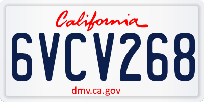 CA license plate 6VCV268