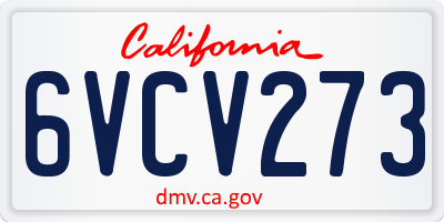 CA license plate 6VCV273