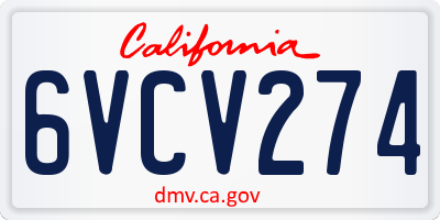 CA license plate 6VCV274