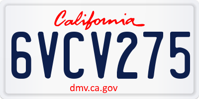 CA license plate 6VCV275