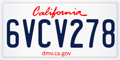 CA license plate 6VCV278