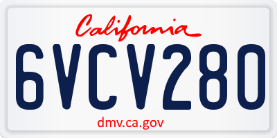 CA license plate 6VCV280