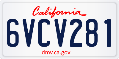 CA license plate 6VCV281