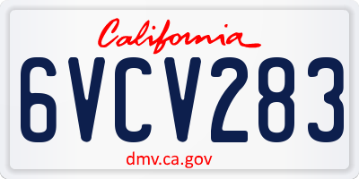 CA license plate 6VCV283