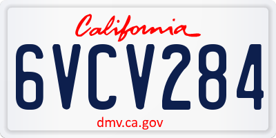 CA license plate 6VCV284