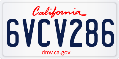 CA license plate 6VCV286