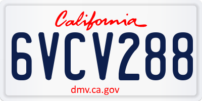 CA license plate 6VCV288