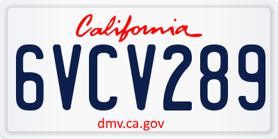 CA license plate 6VCV289