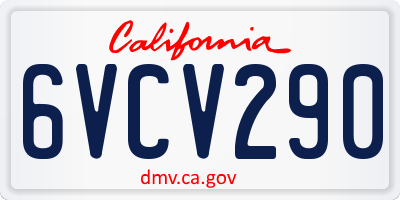 CA license plate 6VCV290