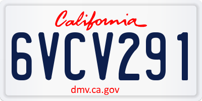 CA license plate 6VCV291