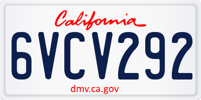 CA license plate 6VCV292