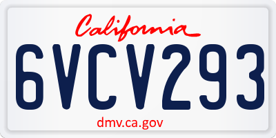 CA license plate 6VCV293