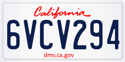 CA license plate 6VCV294
