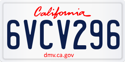 CA license plate 6VCV296