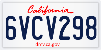 CA license plate 6VCV298