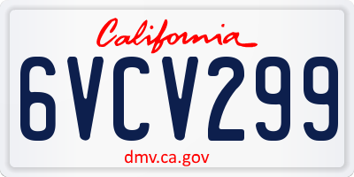 CA license plate 6VCV299