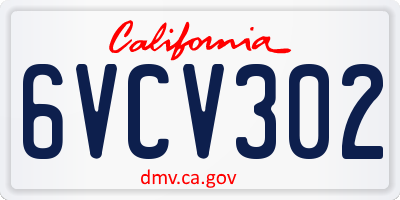 CA license plate 6VCV302
