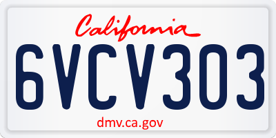 CA license plate 6VCV303