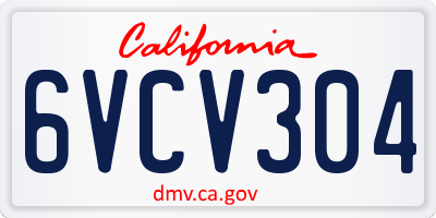 CA license plate 6VCV304