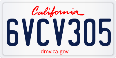 CA license plate 6VCV305