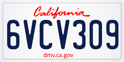 CA license plate 6VCV309