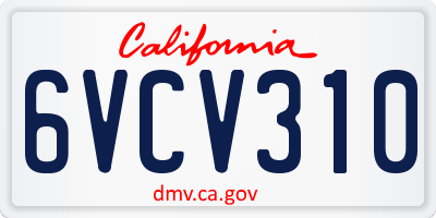 CA license plate 6VCV310