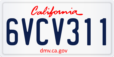 CA license plate 6VCV311