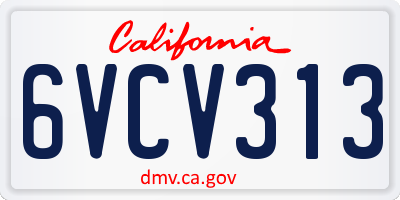 CA license plate 6VCV313