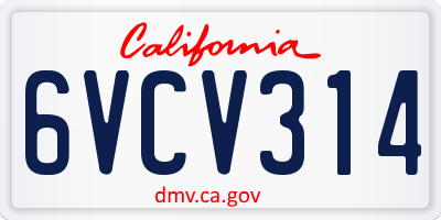 CA license plate 6VCV314