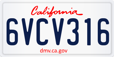 CA license plate 6VCV316