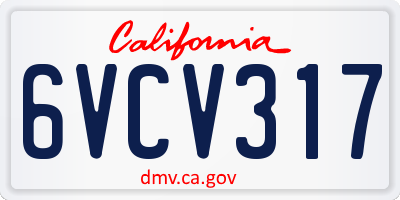 CA license plate 6VCV317