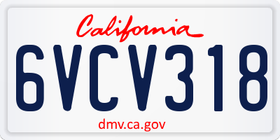 CA license plate 6VCV318
