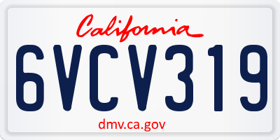 CA license plate 6VCV319