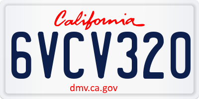 CA license plate 6VCV320